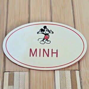 Vintage Disneyland 1980's Cast Members MINH Name Tag Badge